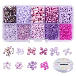 Mixed Color DIY Jewelry Making Kits, Including 12/0 Glass Seed Beads, Glass Bugle Beads, ABS Plastic Beads, Acrylic Beads, Polymer Clay Beads, Crystal Thread, Mixed Color, Beads: 5820pcs/set