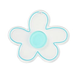 Морская Ракушка Акриловые подвески, цветок, цвет морской раковины, 40.5x45.5x5 мм, отверстие : 2 мм