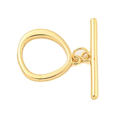 Настоящее золото 18K Латуни Переключить застежками, без кадмия, без никеля и без свинца, кольцо, реальный 18 k позолоченный, Кольцо: 16x14x1.8 mm, отверстие : 1.2 мм, бар: 22x4x1.7 mm, отверстие : 1.2 мм