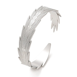 Couleur Acier Inoxydable 304 bracelets manchettes en acier inoxydable anti-ternissement avec plumes, couleur inox, diamètre intérieur: 2-1/8 pouce (5.3 cm)