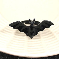 Черный Регулируемые кольца для пальцев с изображением летучих мышей из сплава, чёрные, внутренний диаметр: регулируемый