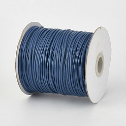 Marine Blue Eco-Friendly Korean Waxed Polyester Cord, Marine Blue, 0.5mm, about 169.51~174.98 Yards(155~160m)/Roll