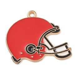 Красный Подвески из эмали и сплава, золотой свет, без кадмия и без свинца, шлем подвеска, красные, 24.5x25.5x1.5 мм, отверстие : 1.5 мм