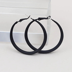 Черный Серьги-кольца из сплава, окрашенные распылением, с 925 штырями стерлингового серебра, серебряные, чёрные, 50 мм