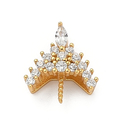 Золотой 925 подвеска-корона из стерлингового серебра с прозрачными кубическими цирконами, за половину пробурено бисера, с печатью 925, золотые, 13x11.5x5.5 мм, отверстие : 3x2 мм, штифты : 5x1 мм