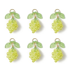 Champagne Gold Подвески гальванизируйте стекла, лимон, с золотыми 304 открытыми соединительными кольцами из нержавеющей стали, граненые, шампанское золото, 22x13x12.5 мм, отверстие : 4.5 мм