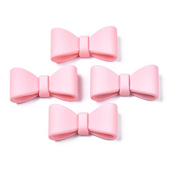 Pink Непрозрачные акриловые кабошоны, окрашенные распылением, бантом, розовые, 19x38x11 мм