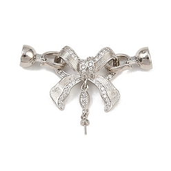 Платина Латунное микропейв, прозрачный кубический цирконий, складные застежки, бантом, платина, 41.5 мм
