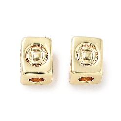 Chapado en Oro Real 18K Abalorios de latón, sin cadmio y níque y plomo, cubo, real 18 k chapado en oro, 3.5x3x3 mm, agujero: 1.4 mm