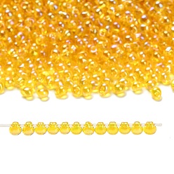 (DP252) Transparent Yellow AB Миюки 3.4мм капельные бусины, японский бисер, прозрачные цвета AB, (dp252) прозрачный желтый ab, 3.4x3 мм, отверстие : 0.65 мм, Около 8100 шт / 450 г