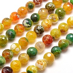 Золотистый Окрашенные естественный агат граненый бисер пряди круглые, золотые, 12 мм, отверстие : 1 мм, около 32 шт / нитка, 14.5 дюйм ~ 15 дюйм
