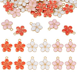 (52) Непрозрачная лаванда 30 шт 3 стили легкие позолоченные подвески из сплава с эмалью, цветок, разноцветные, 16.5~17x14~14.5x1.5~2 мм, отверстие : 1.6 мм, 10 шт / стиль