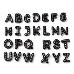Черный Цвет Металла Латунные подвески, Пустые буквы l~z подвески, стойки покрытие, долговечный, без кадмия и без свинца, металлический черный , 20.5~23.5x14~26x6~9.5 мм, отверстие : 4.7x3 мм