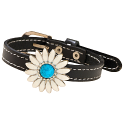 Черный Браслеты из шнуров, украшения в виде ромашек из сплава для женщин, чёрные, 11-1/8x1/2x1/8 дюйм (28.2x1.15x0.3 см)