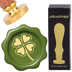 Клевер Латунные восковые печати с деревянной ручкой, для diy scrapbooking, клевер, 25 мм
