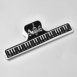 Black Plastic Clips, Piano & Musical Note/Treble Clef, Black, 149x48.5x24.5mm, Hole: 5.5mm