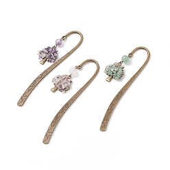 Античная Бронза Закладки из бисера из бисера из смешанных драгоценных камней, закладка-крючок из сплава в тибетском стиле, античная бронза, 120 мм