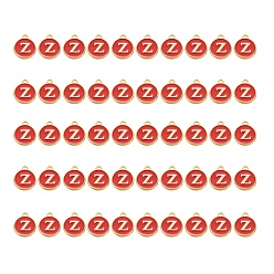 Letter Z Подвески из позолоченного сплава, с эмалью, эмалированные блестки, плоско-круглые, белые, letter.z, 14x12x2 мм, отверстие : 1.5 мм, 50 шт / коробка