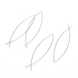 Нержавеющая Сталь Цвет Устойчивые к потускнению минималистские индивидуальные уличные туристические украшения, 304 серьги нержавеющей стали, серьги ручной работы по контракту, гипоаллергенные серьги, рыба, цвет нержавеющей стали, 60x15 мм, штифты : 0.7 мм
