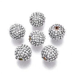 Серебро Прозрачная смола горный хрусталь закончил бусы, с акриловыми круглыми бусинами внутри, серебряные, 20 мм, отверстие : 2~2.5 мм