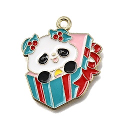 Box Подвески из эмали и сплава, золотые, Рождественская серия, панда, подарочная коробка, 24x20.5x1 мм, отверстие : 1.6 мм