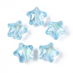 Светло-Голубой Прозрачный бисер cmолой, звезда, с битой стеклянной фольгой, Небесно-голубой, 18.5x20.5x14.5 мм, отверстие : 2.2 мм