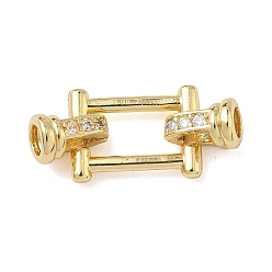 Настоящее золото 18K Прямоугольные латунные застежки с микропаве из прозрачных кубических цирконий, без кадмия и без свинца, долговечный, стойки покрытие, реальный 18 k позолоченный, 24 мм