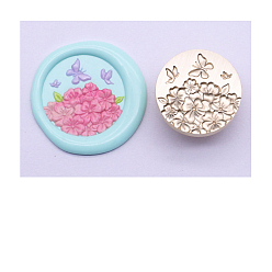 Butterfly Golden Tone Wax Seal Brass Stamp Head, for Invitations, Envelopes, Gift Packing, Butterfly, 25mm