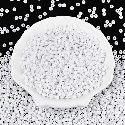 Белый 6/0 полупокрытые стеклянные бусины, два тона, круглое отверстие, рондель, белые, 4x3 мм, отверстие : 1.4 мм, Около 7142 шт / фунт