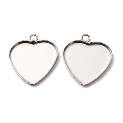 Нержавеющая Сталь Цвет 304 Настройки кабошон из нержавеющей стали кулон, сердце, цвет нержавеющей стали, лоток : 20.5x21 мм, 24.5x21x2 мм, отверстие : 1.8 мм