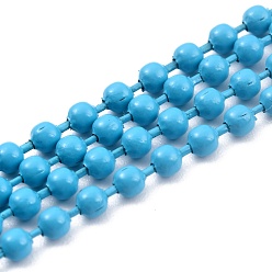 Темно-Голубой Латунные шариковые цепи ручной работы, пайки, с катушкой, глубокое синее небо, 3 мм, 32.8 футов (10 м) / рулон