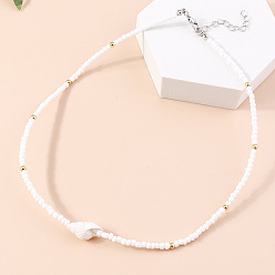 Белый Ожерелья из бисера рондель для женщин, платина, белые, 16.14 дюйм(41см)+50мм