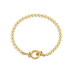 Золотой Браслеты из латуни с плоскими круглыми звеньями для женщин, золотые, 7.87 дюйм (20 см)