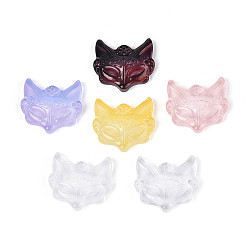 (52) Непрозрачная лаванда Подвески-соединители из окрашенного и нагретого стекла, лисы, разноцветные, 22~23x25x7 мм, отверстие : 1.8 мм