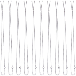 Нержавеющая Сталь Цвет 10 шт. регулируемые 304 цепи из нержавеющей стали для изготовления ожерелий, с бусинами-слайдерами и застежками-карабинами, цвет нержавеющей стали, 20.47 дюйм (52 см), внутренний диаметр: 0.12 дюйм (0.3 см)