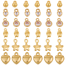 Настоящее золото 18K 48 шт 6 стили латунные подвески, реальный 18 k позолоченный, 5.5~9.5x4~8x2~4 мм, отверстие : 1~1.4 мм, 8 шт / стиль