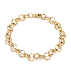Золотой Модно 304 из нержавеющей стали выгравирован пузыри кабель цепи браслеты, с карабин-лобстерами , золотые, 8-1/8 дюйм (205 мм), 8 мм