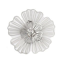 Платина Шапочки и конусы для бусин, латунные, со стразами, гравированные металлические украшения, без кадмия, без никеля и без свинца, цветок, платина, 24x23.5x4 мм