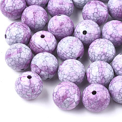 Орхидея Бисера треск акриловые, бусы из искусственного камня, круглые, сиреневые, 14.5~16 мм, Отверстие : 2.2 мм , около 220 шт / 500 г