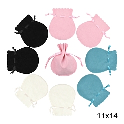 (52) Непрозрачная лаванда 8 шт. 4 цвета двухсторонние бархатные сумки, мешочки для украшений в форме калебаса на шнурке, разноцветные, 14.3x11.7x0.16 см, 2 шт / цвет