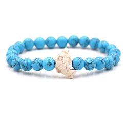 Синтетическая Бирюза Браслеты из синтетических бирюзовых бусин небесно-голубого цвета для мужчин и женщин, круглый и дельфиновый