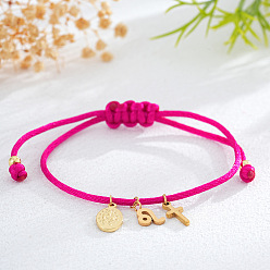 Лео Браслеты с подвесками в виде креста и созвездия из латуни, регулируемые браслеты шнур, Лев, 11.02 дюйм (28 см)