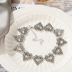 Платина Сплав цветок сердце звено цепи колье колье для женщин, платина, 11.50 дюйм (29.2 см)