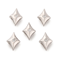 Платинированный 925 подвески-слайдеры из стерлингового серебра с микропаве из прозрачных кубических цирконий, звезда, Реальная платина, 7x5x2.5 мм, отверстие : 3x0.7 мм