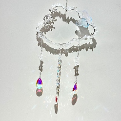 Белый Подвеска в виде облака из натуральных кристаллов в проволочной обертке, Стеклянная кисточка для подвесных украшений для домашней спальни, белые, 145 мм