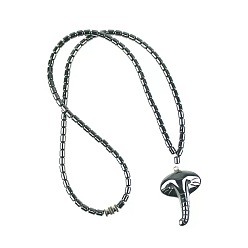 Elephant Vintage Synthetic Non-magnetic Hematite Pendant Column Beaded Necklaces, Elephant, 17.72 inch(45cm)