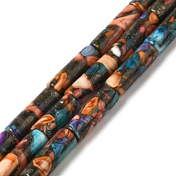 Разноцветный Природные Говлит бисер нитей, окрашенные, колонка, красочный, 13x4.5 мм, отверстие : 0.9 мм, около 32 шт / нитка, 16.14'' (41 см)