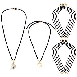 Черный 12 шт. нейлоновых шнуров для изготовления ожерелий, с фурнитурой позолоченной латунной, долговечный, чёрные, 22~22.8 дюйм (56~58 см), отверстие : 1.7 мм