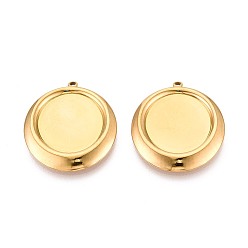 Настоящее золото 18K 304 Настройки кабошон из нержавеющей стали кулон, ионное покрытие (ip), плоско-круглые, реальный 18 k позолоченный, лоток : 17 мм, 26x23.5x3 мм, отверстие : 1.5~1.6 мм