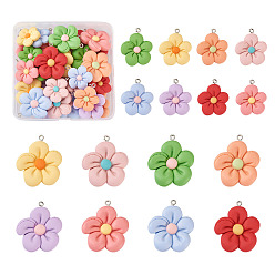 (52) Непрозрачная лаванда 32 шт 8 цвета 2 размеры подвески из смолы, с железной платиной петлей, цветок, разноцветные, 2 шт / цвет